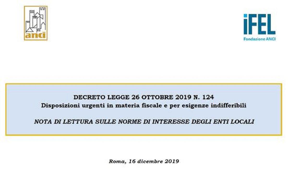 Decreto Fiscale La Nota Di Lettura Anci Ifel Build News