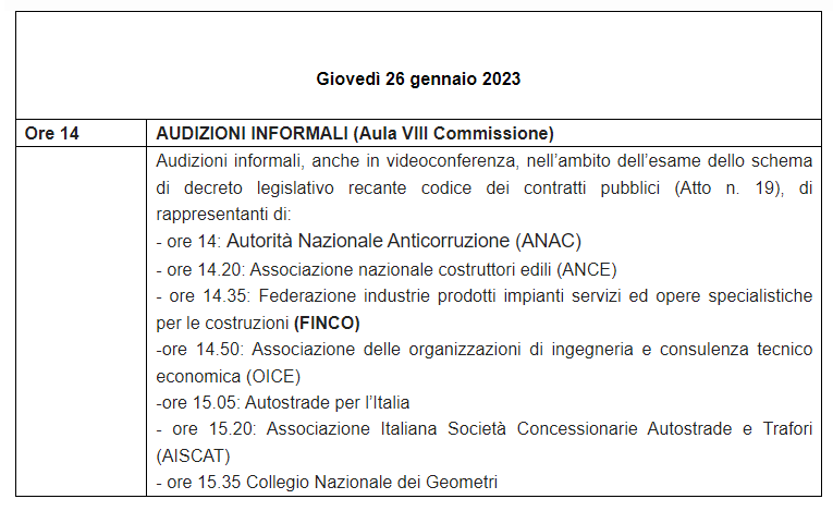 audizione Camera 26 gennaio